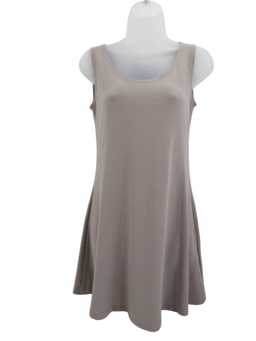 Sympli Sleeveless Tank Dress Scoop Neck Gray Jersey Knit Knee Length Size 2